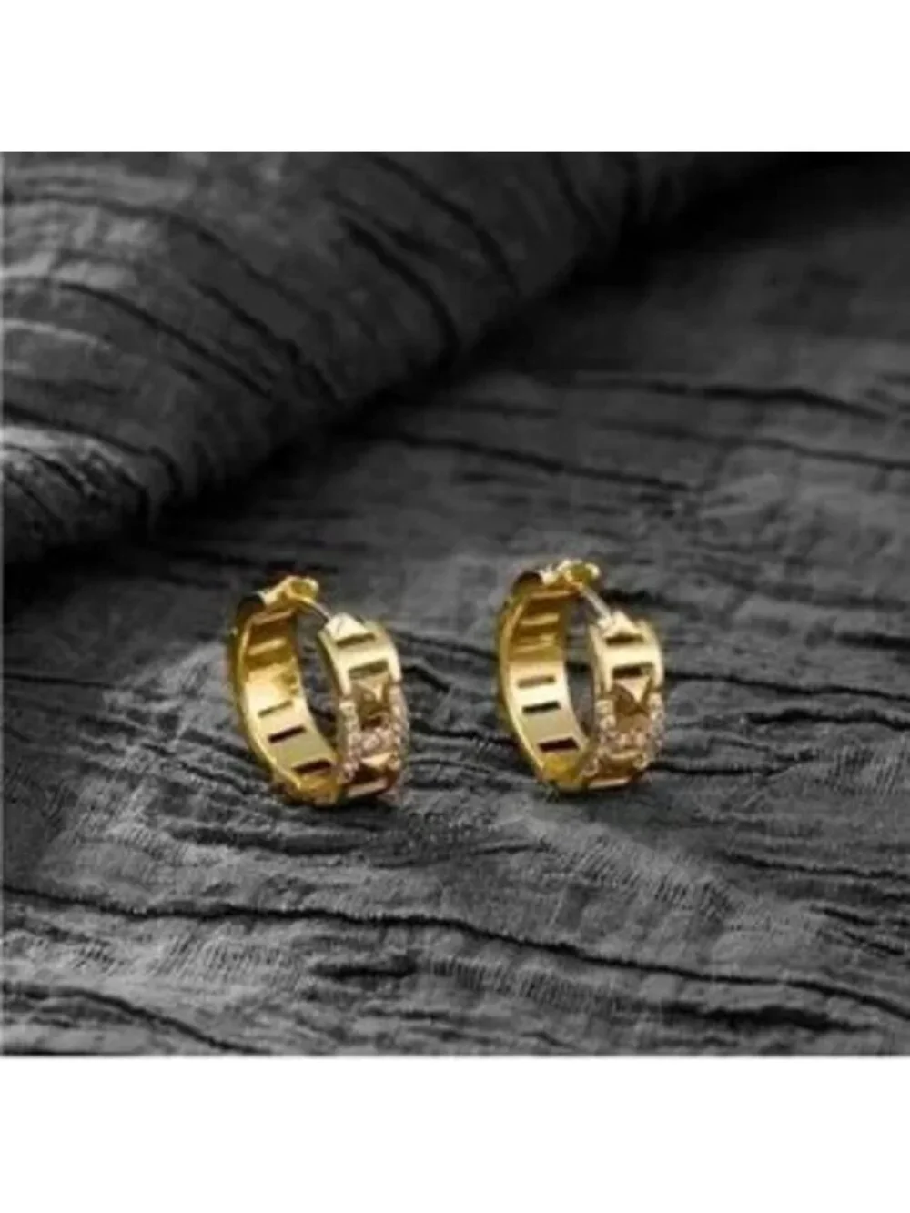 Gold 14k Gold Plated CZ Hoop Earrings